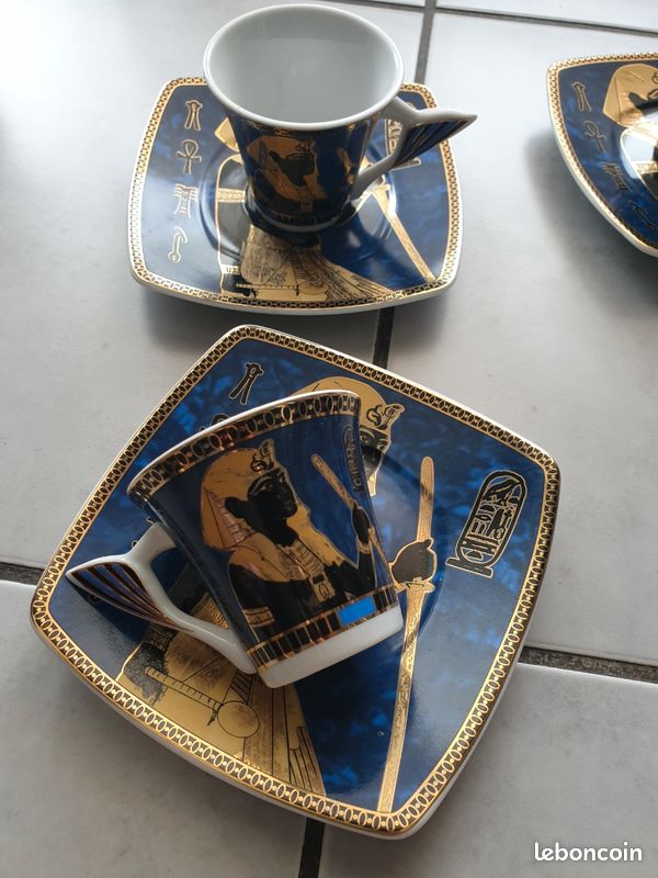 Grande tasse à café en céramique de style égyptien antique - Grande tasse pour café et thé - Convient pour la vie à la maison - Cadeau idéal ou souvenir pour la