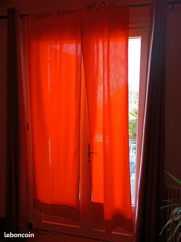 2 paires de rideaux vintage seventies orange (image 3)
