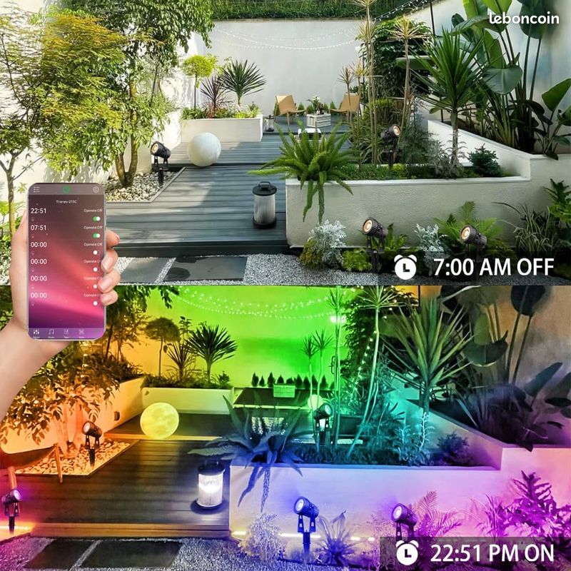 6 éclairage de jardin LED RGBW avec Timer Télécommande APP Dimmable projecteur de jardin blanc chaud (image 3)