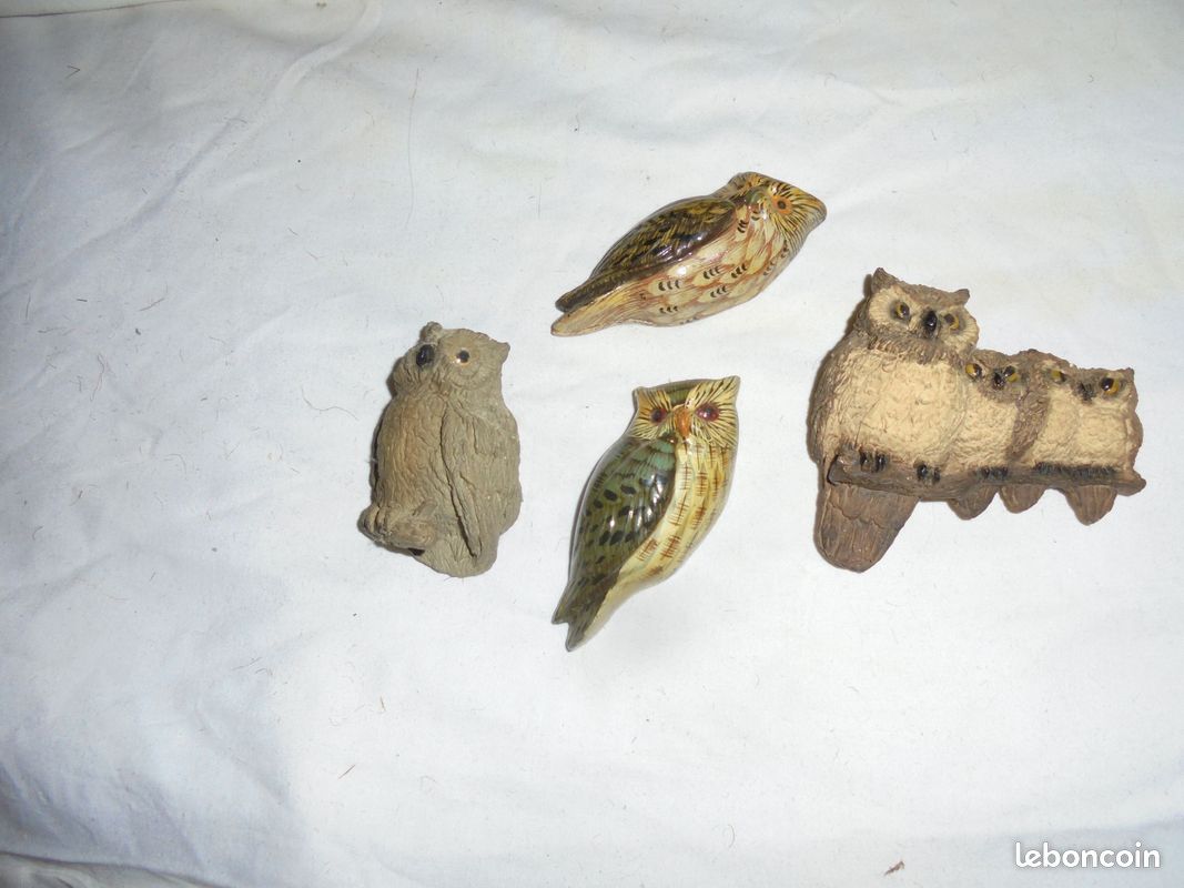 Animal - resine - hibou chouette - joli hibou gris blanc et marron - Un grand marché