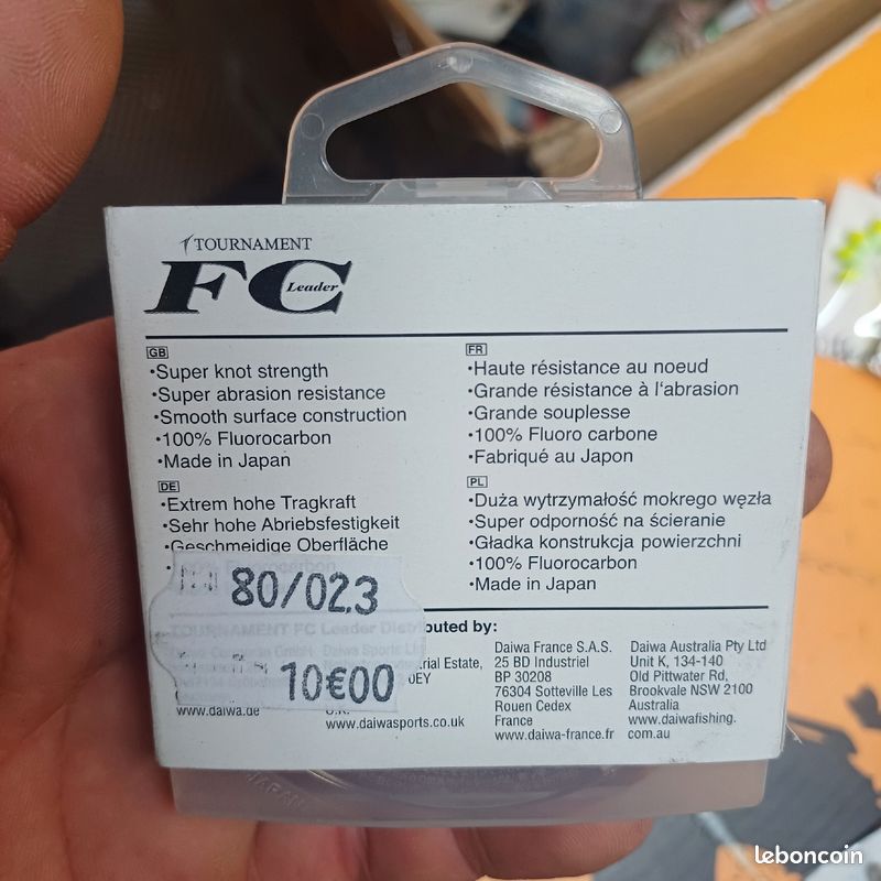 FIL FLUOROCARBONE TRANSLUCIDE DAIWA TOURNAMENT FC LEADER - Coloris translucide 0.16mm 50m 1.95kg p447 (image 1)