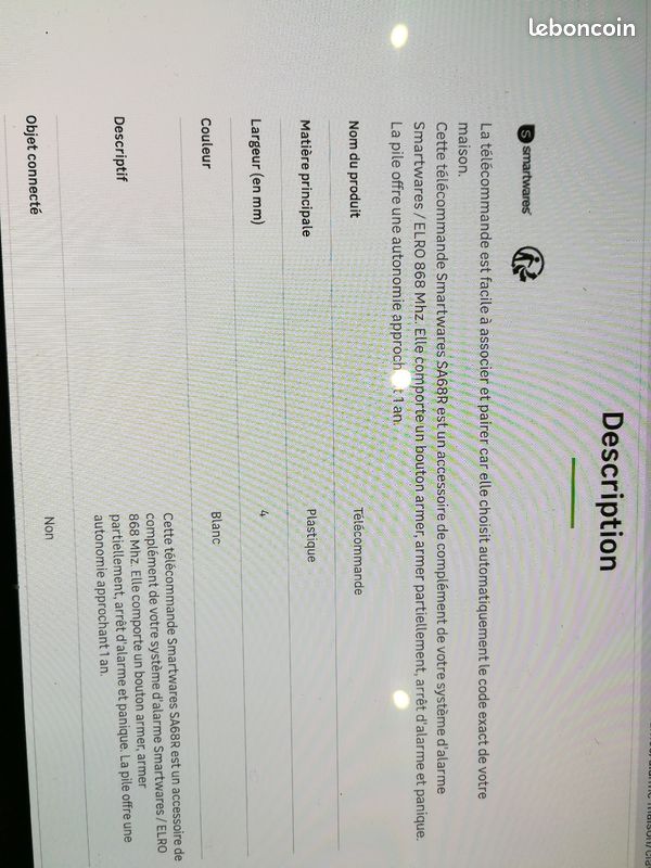 Télécommande pour alarme 868 Mhz (image 3)