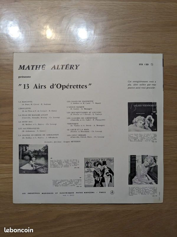 Disque vinyle 33 tours MATHE ALTERY (image 2)