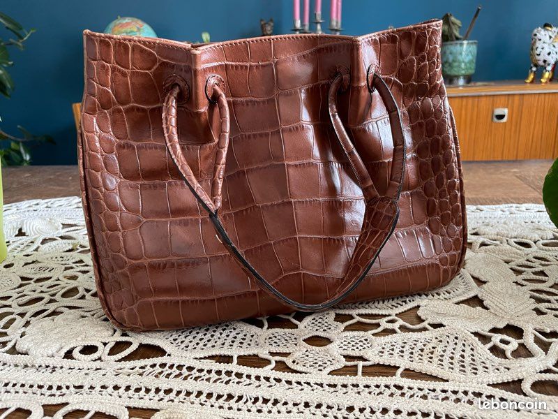 Sac Vintage Sac Ã Main Cuir Imitation Croco Sac à Main Vintage