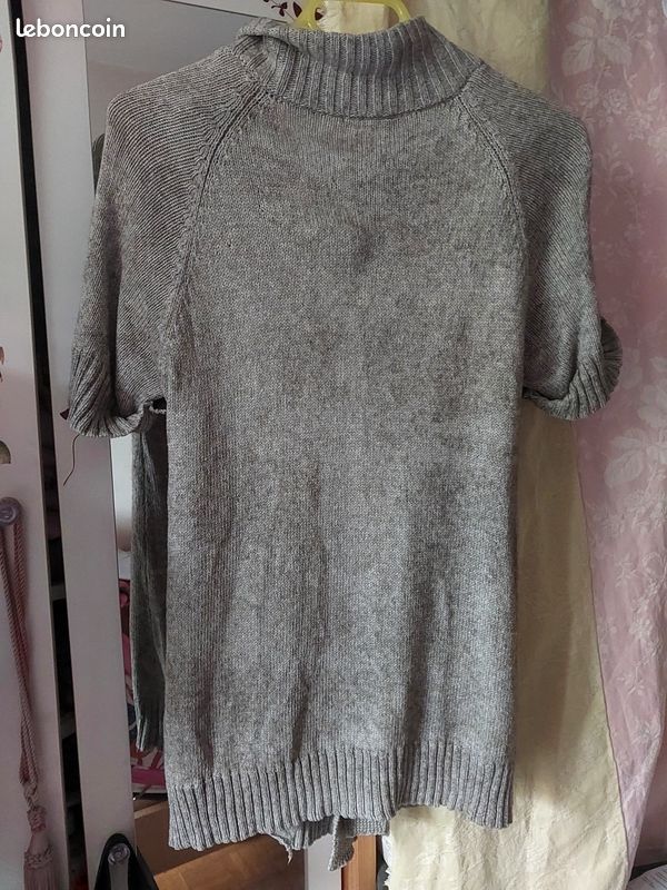 Gilet gris chiné L - 3 gros boutons ronds (image 3)