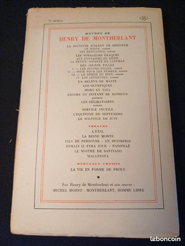 Montherland Bourreau de soi-meme de Michel de Saint Pierre (image 2)