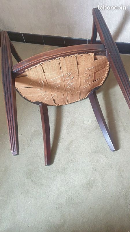 Fauteuil de bureau empire cuir et bois (image 5)