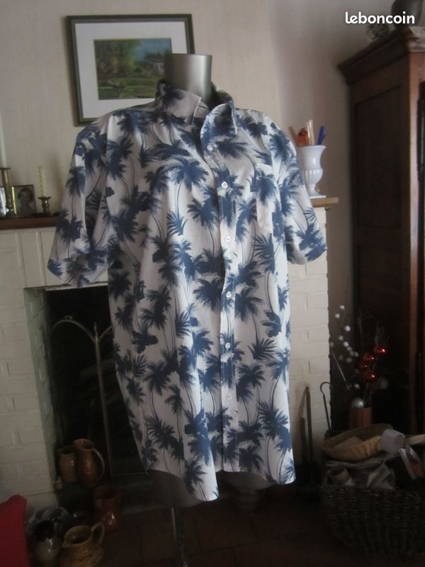 Chemisette homme imprimé palmiers bleus taille XL (image 5)