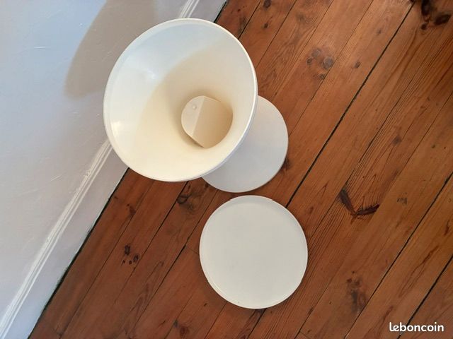 Vintage tabouret tam tam années 70 blanc (image 2)