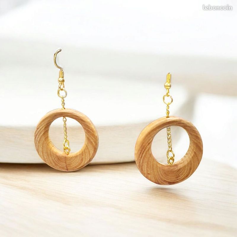 Lot De 480 Pendentifs En Bois Pour Fabrication De Boucles D'oreilles, Y Compris 80 Boucles D'oreilles Pendantes En Bois, 400 Crochets De Boucles