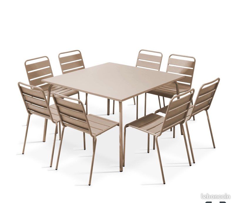 Table de jardin Oviala, table carrée 120x120 + 8 chaises (image 4)
