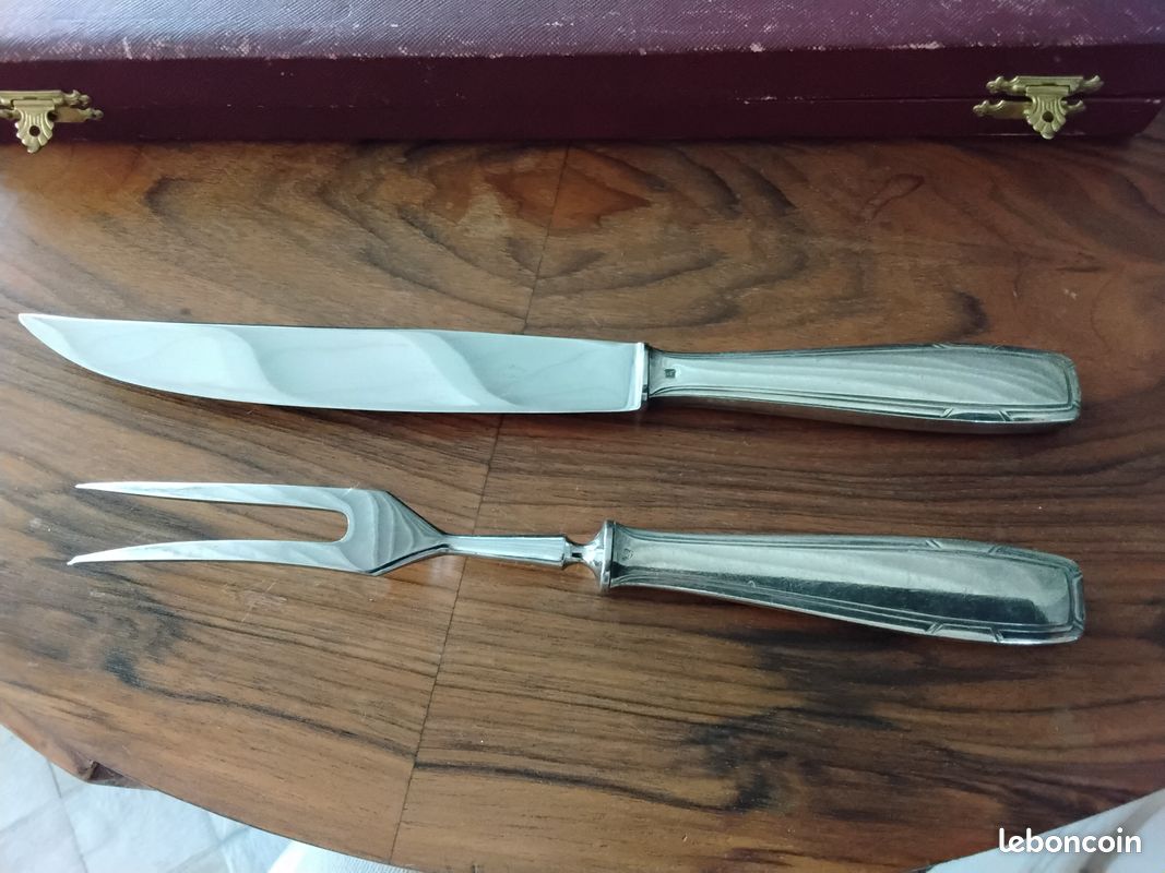 Fourchette à Gigot Art Déco - Métal Argenté - 26 Cm - Occasion