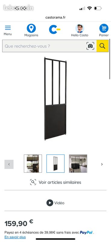 Cloison amovible 3-en-1 esprit atelier Axioma noire H.250 x l.80 cm (image 2)