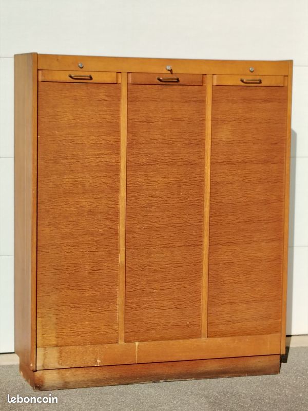 Classeur à rideau en bois Vintage Année 70/80 (image 2)