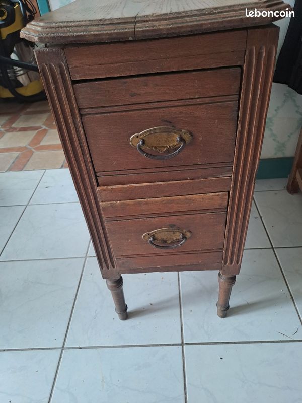 Meuble bout de canape chene annees 50 (image 3)