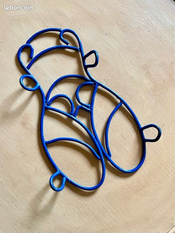 Dessous de plat ajouré, métal bleu - cigale - Arts de la table