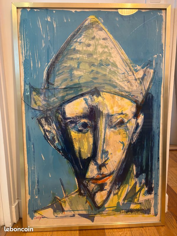 LORJOU lithographie ARLEQUIN SUR FOND BLEU (image 1)