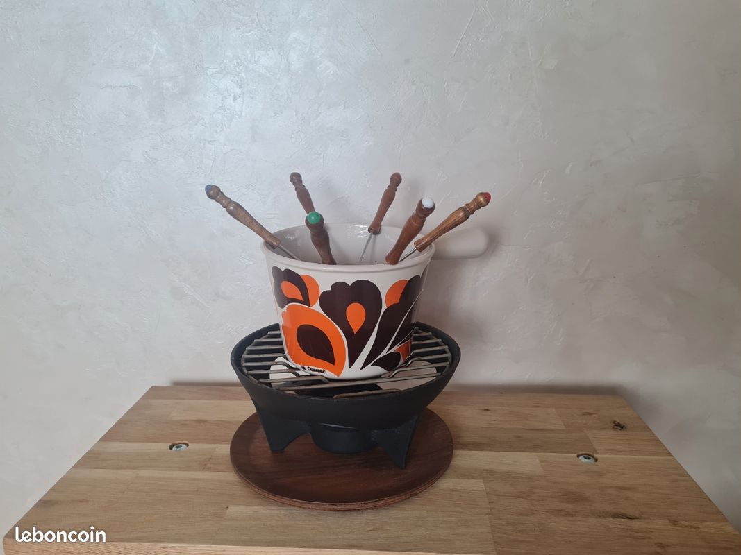 ANCIEN POELON A Fondue Fonte Emaillee Le Creuset Poele Marmite Vintage