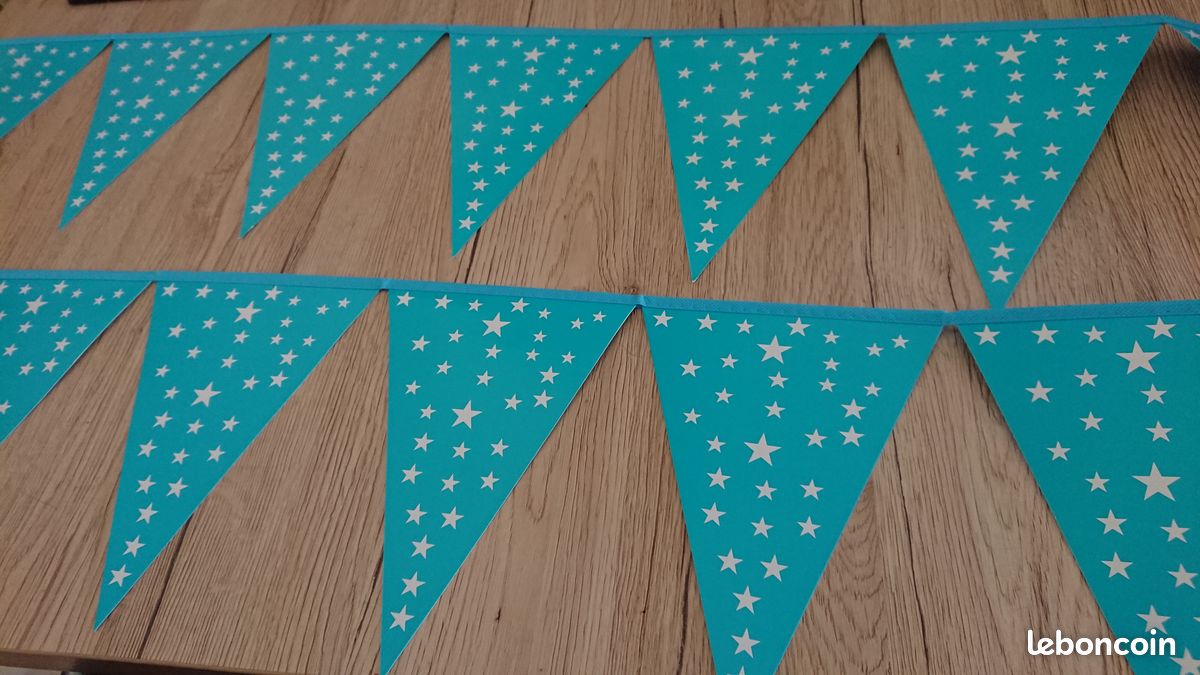 2 banderoles a fanions turquoise neuves (image 1)