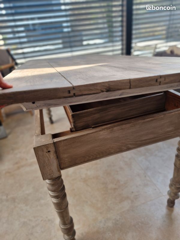 Grande table à manger 2 m en bois – ancien bureau rénové avec tiroirs (image 9)