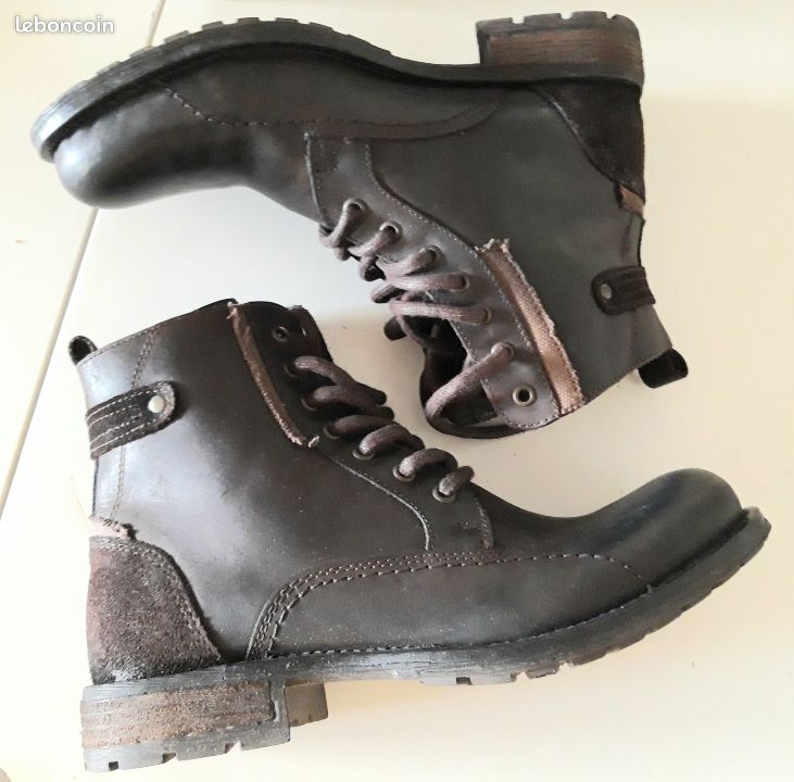 Bottines Homme B.BLAKE En Cuir Noir - Taille 40 - Style Bottillon Années 80 - Neuf Avec Boîte