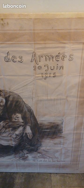 Très rare et très grande affiche authentique d'époque première guerre mondiale 1915 sur la journée de l' orphelinat des armées (image 4)