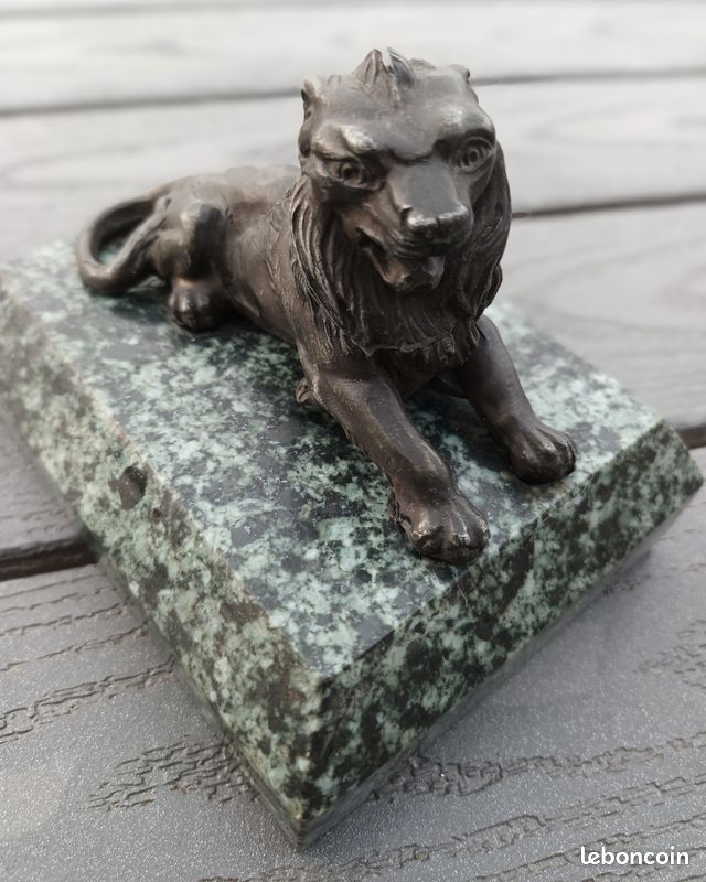 Lion de Belfort sur marbre vert 13cm x 10cm (image 1)