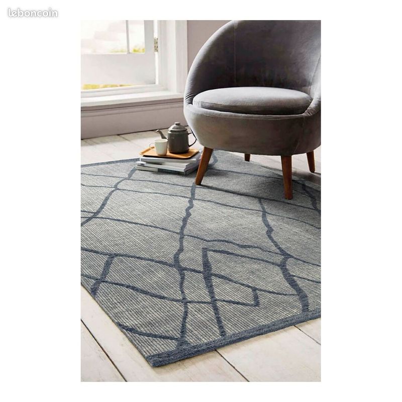 Tapis ethnique pour salon rectangle berbère Rabat Gris 240x340 (image 2)