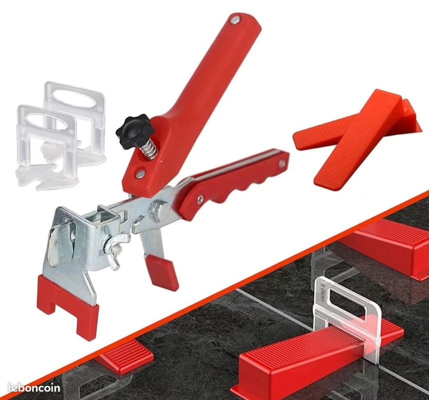 Croisillon autonivelant pour carrelage kit 200 clips (2mm) + 100 cales + 1 pince +calfeutrage joints (image 2)