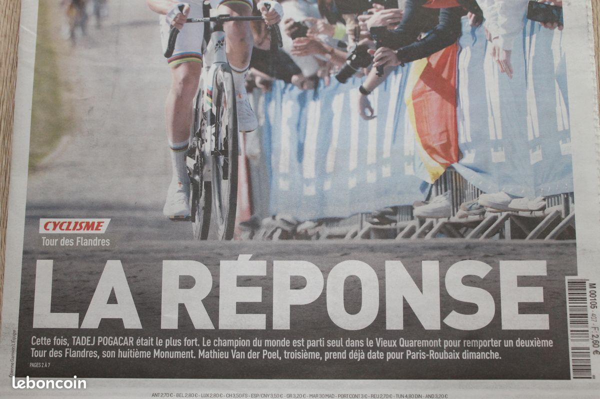 L’Equipe du 7/4/2025 - LA REPONSE - Tadej Pogacar - Tour des Flandres - OM - (image 2)