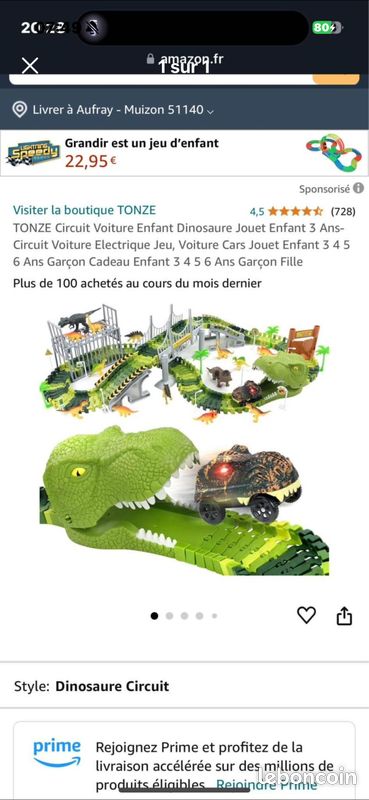 Circuit Voiture Dinosaure TONZE - Jouet électrique 144 Pièces Pour Enfants 3-6 Ans