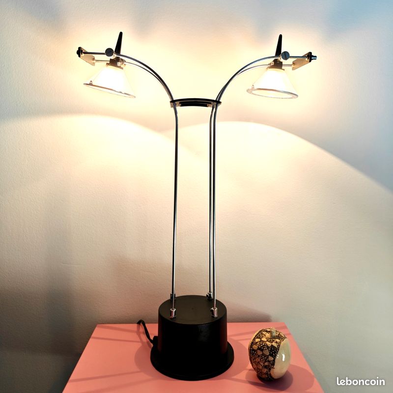 Grande lampe de bureau vintage – Fuder Allemagne – Design post-moderne années 80 – Halogène orientable (image 4)