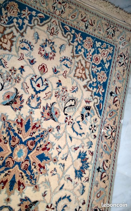 Tapis Nain officielle orientale 90x50 super état Laine naturelle et soie pure (image 4)