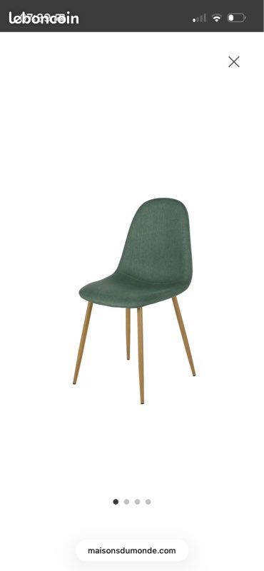 Chaises Clyde en tissu recyclé vert foncé et pieds en acier imitation chêne (image 3)