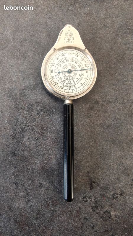 Ancien Curvimètre Avec Boussole Et Loupe Intégrée - Instrument De Mesure Vintage (1900-1950)