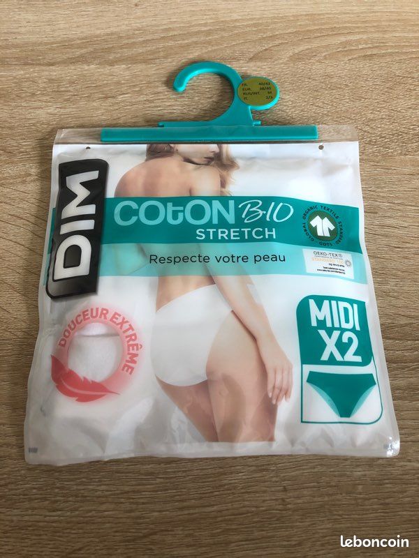 Briefs Slip Midi Dim Pur Coton DIM Culotte Femme Maxi Pur Coton X2