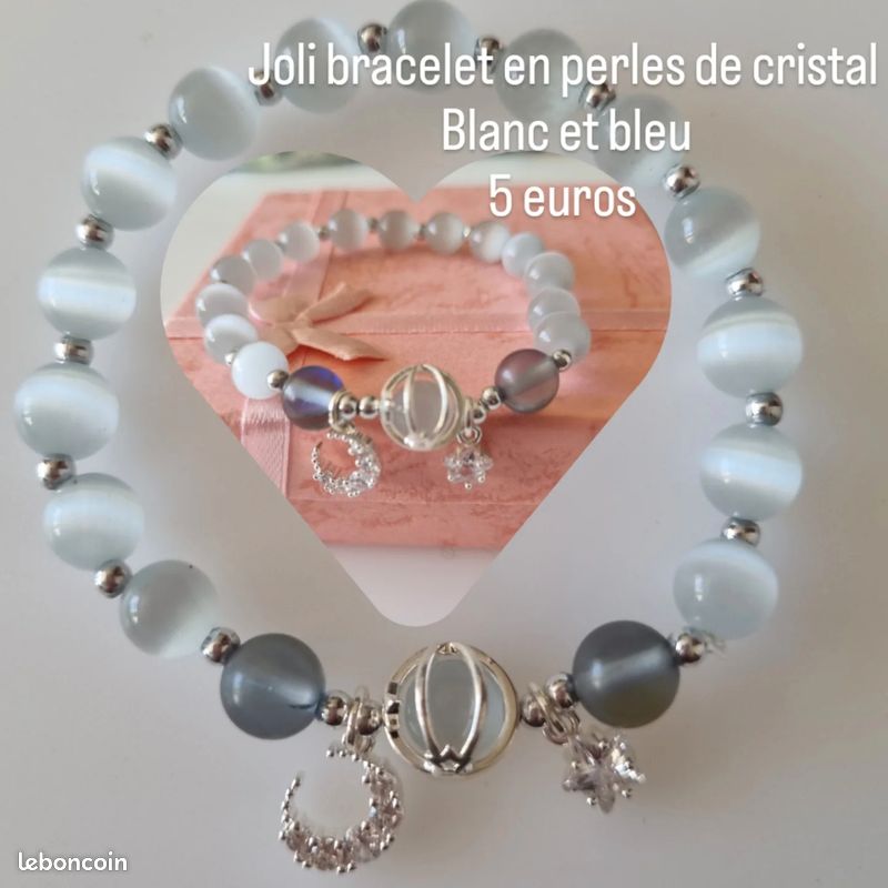 Bracelet Cristal Strass Blanc - Métal Argenté Sans Nickel - Taille N°47 - Neuf Avec étiquettes