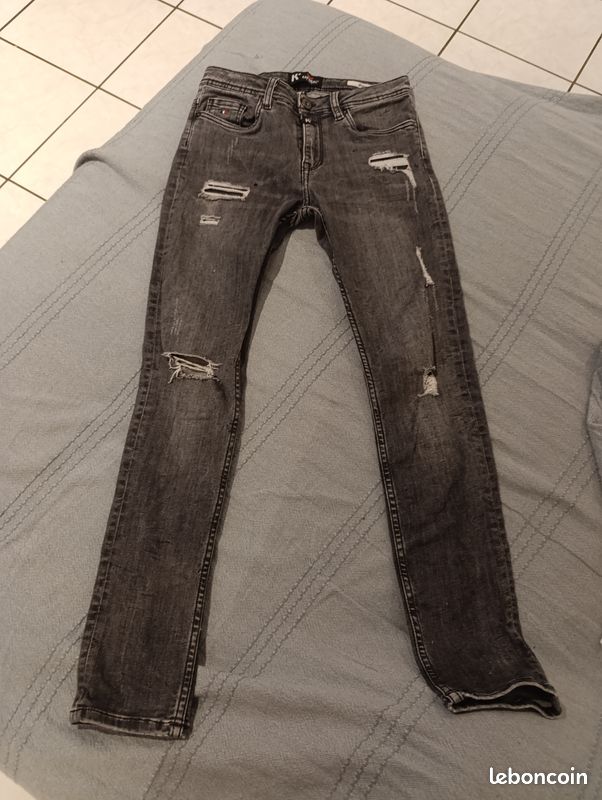 Pantalon noir délavé 12ans slim (image 2)