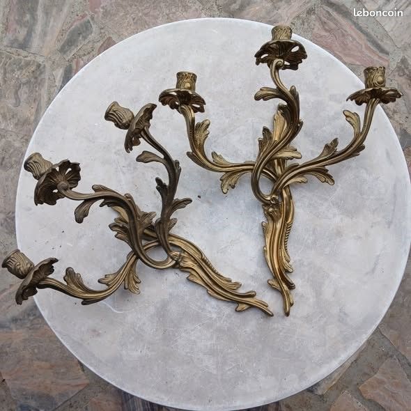 2 APPLIQUES MURALE en bronze ange angelot putti chérubin EUR 39,00