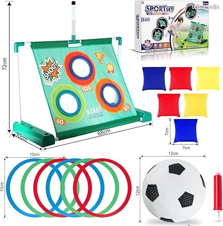Kit De Football American HYES Pour Enfants - Cible 3 Trous Avec 4 Balles - Jeu D'Extérieur Et Intérieur