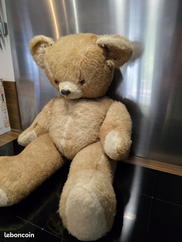 Doudou Peluche Ours Marron Et Blanc Vintage Helen