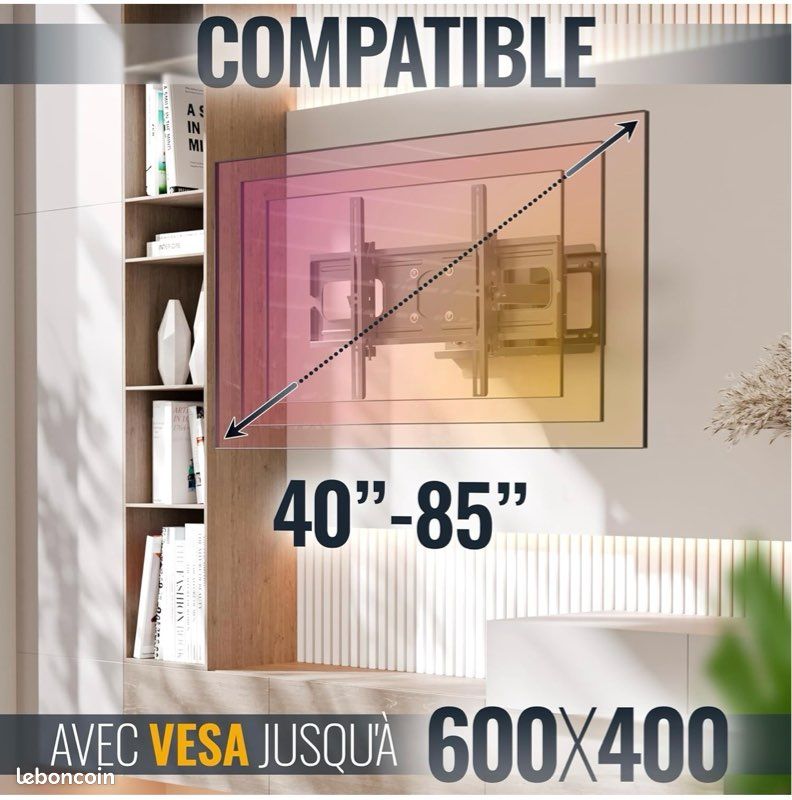 RICOO R06 TV Muur-Beugel Draaibaar Kantelbaar ca. 40-75 Inch (102-191