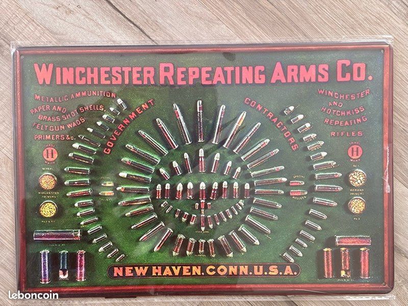 Plaque en métal Winchester Rifles & Munitions Ad Ammo Gun