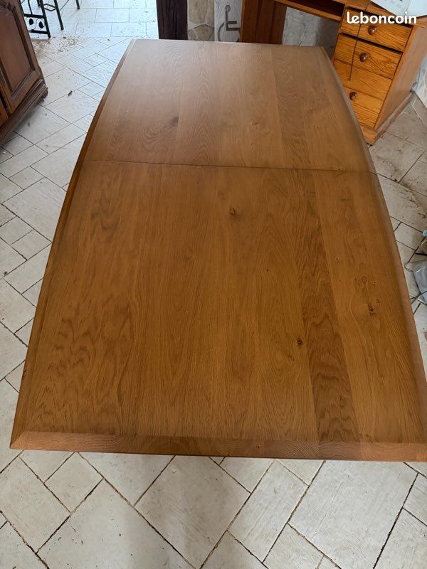 Table bois extensible avec rallonge intégrée – style chêne – très bon état (image 8)