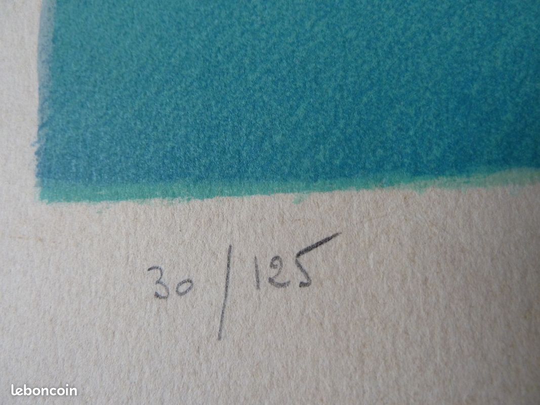 Tableau lithographie originale numérotée et signée de Monique ROBERT "le nu bleu" (30/125) (image 3)