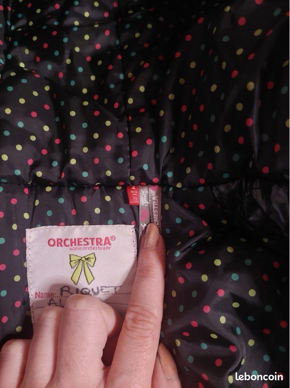 Manteau doudoune à capuche noire matelassé Orchestra 2 ans TBE (image 3)