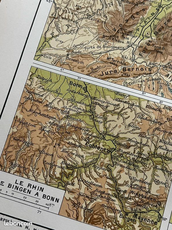 Carte physique de l’Europe centrale - Carte géographique ancienne (image 2)