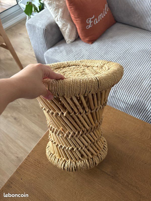 Tabouret osier et cordes (image 3)
