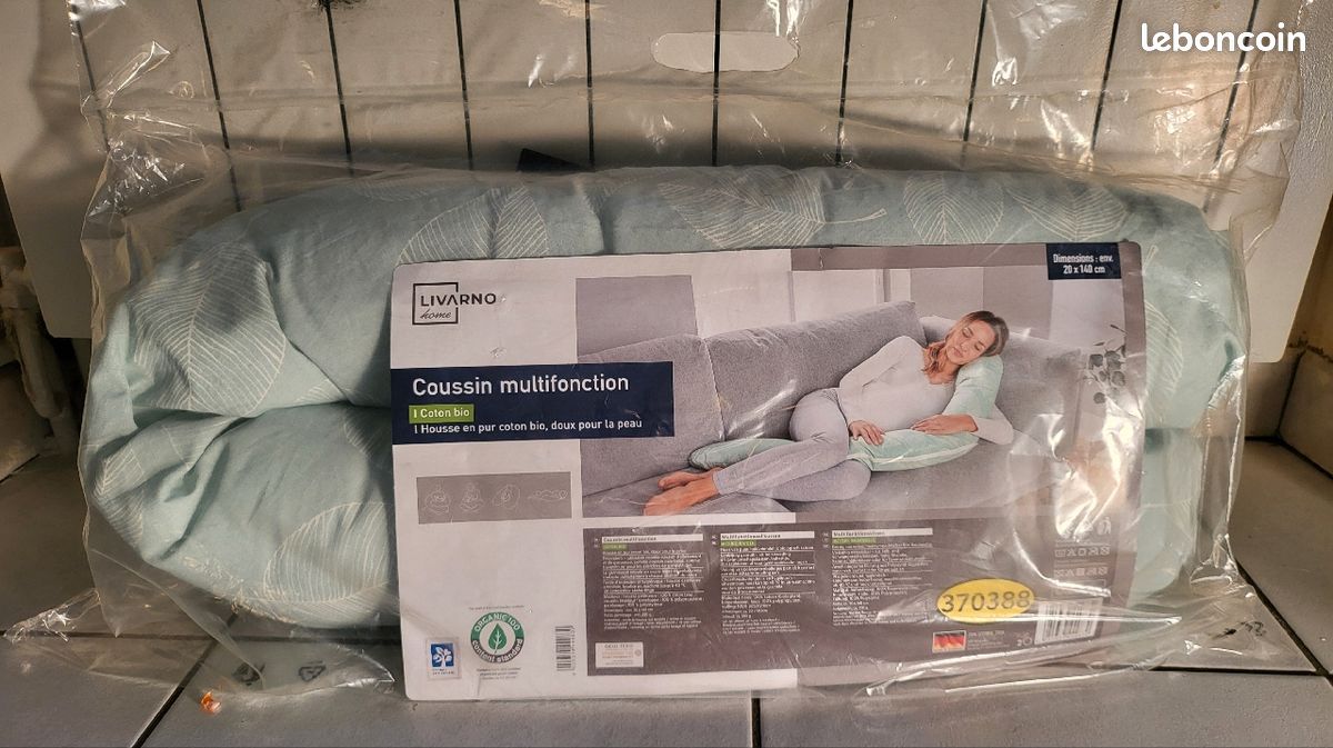 Livarno Coussin d'allaitement multifonction où coussin pour bébé Cotton bio
déhoussable pour l'entretien
vert dessin feuilles blanches,
blanc avec rayures maron (image 7)