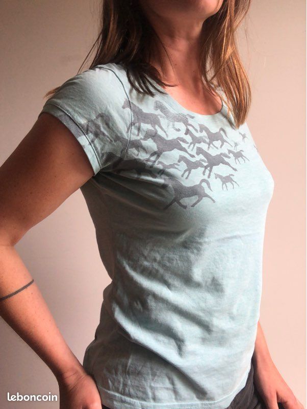 T-shirt envolée de chevaux turquoise T38 (image 11)